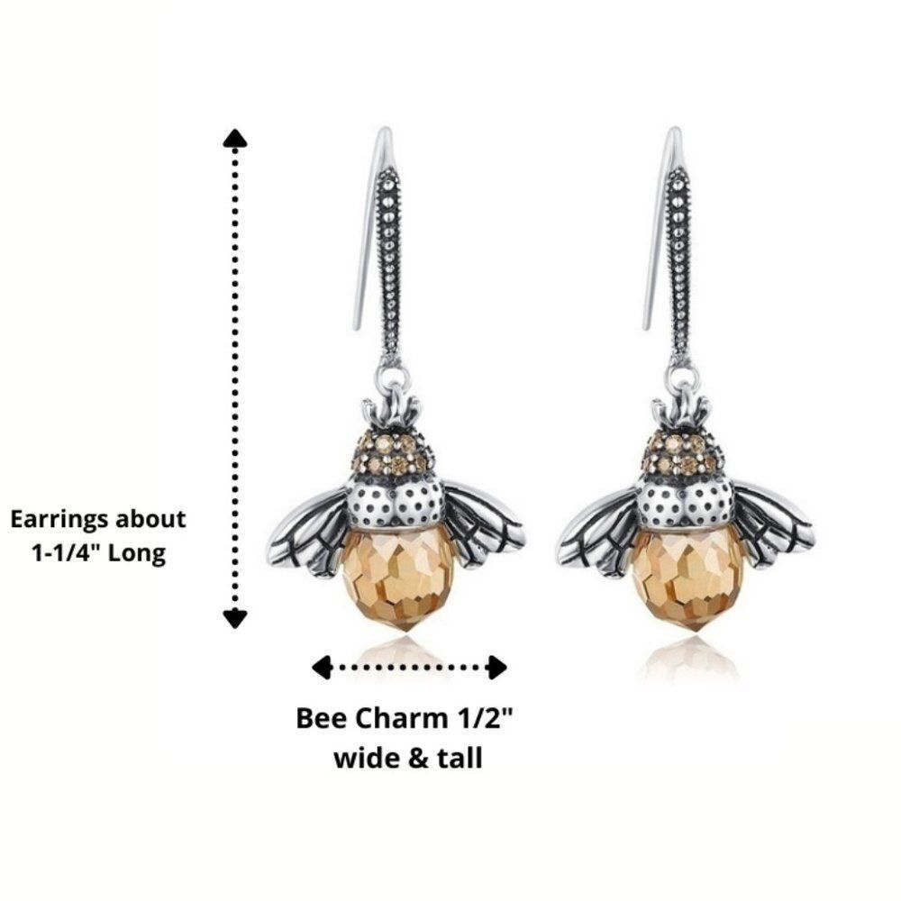 Bumblebee Faceted Amber Zirconia Fashion Earrings - Picture 3 of 4